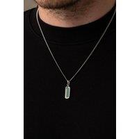 Outrage London Men's Men's Silver Malachite Pendant Necklace | Size: 24 inches