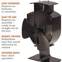 St Helens Prem-I-Air Heat Powered Stove Fan with 3 Blades in Black
