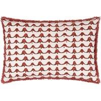 HOEM Avery 100% Cotton Abstract Fringed Cushion in Dark Red | Size: 40 cm x 60 cm