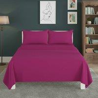 Snug City Easy Care Flat Bed Sheet Polycotton Durable Low Maintenance Bedding in Fuchsia | Size: Super King