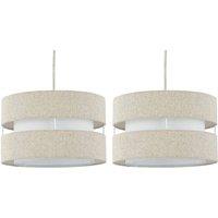 First Choice Lighting Set of 2 Benni - Natural Linen 26cm Pendant Shades