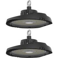 First Choice Lighting Set of 2 High Bay - 150W LED IP65 UFO Style Commercial Warehouse Light in Black