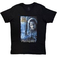 Rock Off officially Licensed Products Lord Of The Rings Aragon Sword Montage T-Shirt in Black | Size: 2XL