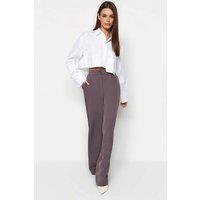 WOVCOR Women's Tailored Wide Leg Woven Trousers in Dark Grey | Size: 12