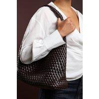 Where's That From Women's 'Stone' Weave Detail Faux Leather Shoulder Bag in Brown