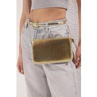 WOVCOR Women's Studded Small Cross-Body Wallet Bag in Gold