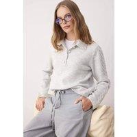 WOVCOR Women's Soft-Textured Knit Sweater with Hair Knitting Detail in Grey | Size: Medium
