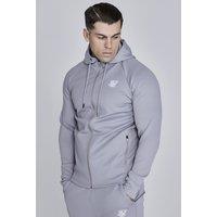 SikSilk Men's Essentials Poly Full Zip Hoodie in Grey | Size: Small
