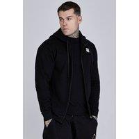 SikSilk Men's Essentials Full Zip Hoodie in Black | Size: Medium