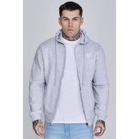 SikSilk Men's Essentials Full Zip Hoodie in Grey | Size: Large