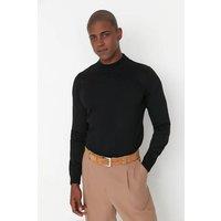 WOVCOR Men's Men's Half Turtleneck Knit Jumper in Black | Size: Small