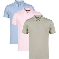 French Connection Men's 3 Pack Cotton Short Sleeve Polo Shirts in Pink | Size: XL