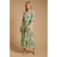 Oasis Women's Lace Panel Midi Dress in Sage | Size: 8