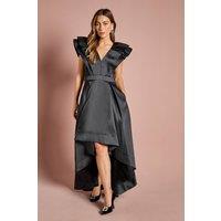 Coast Women's Frill Sleeve V Neck Midi Dress in Black | Size: 14