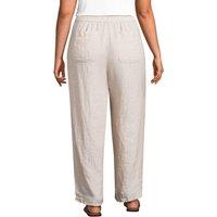 Lands' End Women's Plus Relaxed Straight Leg Linen Trousers in Beige | Size: 20
