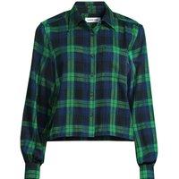 Lands' End Women's Plus Cropped Flannel Shirt in Green | Size: 24-26