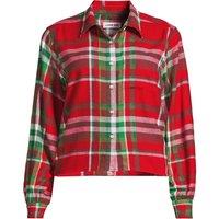 Lands' End Women's Plus Cropped Flannel Shirt in Red | Size: 24-26