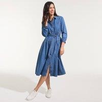 Lands' End Women's Petite Long Sleeve Midi Shirt Dress in Blue | Size: 16-18