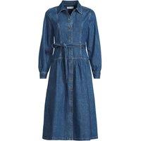 Lands' End Women's Plus Long Sleeve Midi Shirt Dress in Blue | Size: 28-30