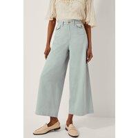Monsoon Women's Ciara Cropped Wide Leg Jeans Blue in Pale Blue | Size: 2XL