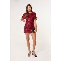 Blue Vanilla Women's Red Short Sleeve Slip On Round Neck Mini Dress | Size: Large