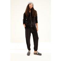 Pretty You London Women's Velour Hoody Jogger Set in Black | Size: 16-18