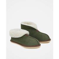 Celtic & Co Women's ' Shearling Bootee Slippers in Dark Olive | Size: 7