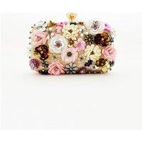 SVNX Women's Floral Applique Clutch Bag in Cream