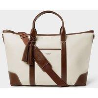 OSPREY LONDON Women's The Classic Savanna Leather Weekender Bag in Ivory