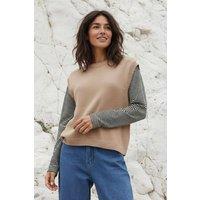 Rapanui Clothing Women's Graphic Knitted Layering Vest in Taupe | Size: 10