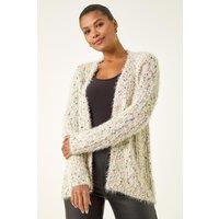 Roman Women's Fluffy Sparkle Cardigan in Natural | Size: 14
