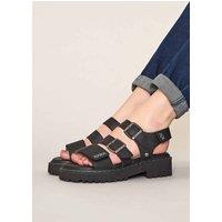 Moshulu Women's 'Diantha' Chunky Adjustable City Sandals in Black | Size: 6.5