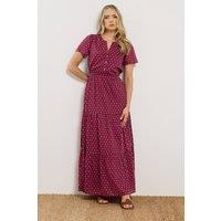 Long Tall Sally Women's Tall Spot Tiered Maxi Dress in Wine | Size: 16