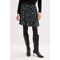 Phase Eight Women's Ilaria Print Flippy Skirt in True Black | Size: 8