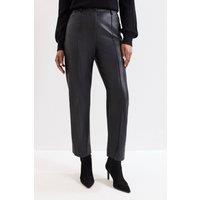 Phase Eight Women's Kenzie PU Cropped Trouser in True Black | Size: 18