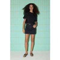 WOVCOR Women's High Waist A-Line Denim Mini Skirt in Black | Size: 4