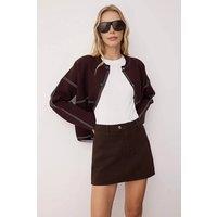 WOVCOR Women's High Waist A-Line Denim Mini Skirt in Brown | Size: 4