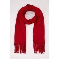 WOVCOR Women's Tassel Trim Soft Knit Oversized Winter Scarf in Red