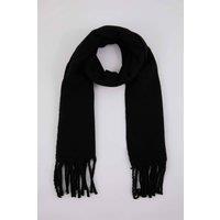 WOVCOR Women's Tassel Trim Soft Knit Oversized Winter Scarf in Black