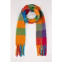WOVCOR Women's Colour Block Check Tassel Oversized Knit Winter Scarf