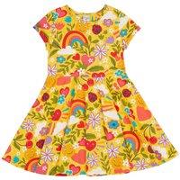 Frugi Girl's Spring Skater Dress in Yellow | Size: 1-2 Years
