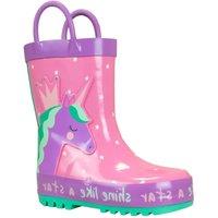 Harry Bear Girl's Wellington Boots Unicorn in Pink | Size: Infant 13