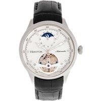 Heritor Automatic Men's Gregory Semi-Skeleton Leather-Band Watch in Silver