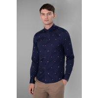 Steel & Jelly Men's Retro Jockey & Racehorse Print Limited Edition Slim Fit Shirt in Navy | Size: Medium