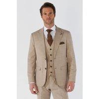 Infinity Leather Men's 3 Piece Summer Wedding Tailored Fit Suit in Beige | Size: 42R