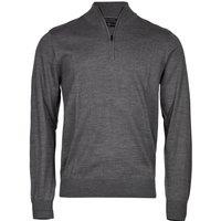 TEE JAYS Men's Half Zip Sweatshirt in Grey | Size: 2XL