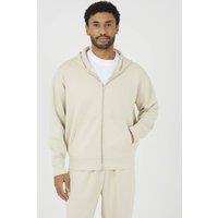 Brave Soul Men's Relaxed Fit Zip Through Hoodie in Beige | Size: Small