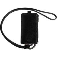 Dolce & Gabbana Men's Black Leather Logo Embossed Lanyard Card Holder Wallet