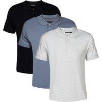 French Connection Men's 3 Pack Cotton Short Sleeve Polo Shirts in Blue | Size: 2XL