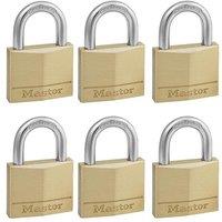 Master Lock Solid Brass 40Mm Padlock 4-Pin - Keyed Alike X 6 in Gold